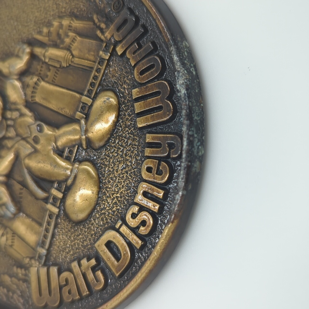 Mickey Mouse Walt Disney World Brass Metal Coasters pack of 4 Round Metal - Picture 5 of 6